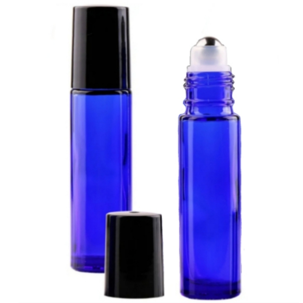 2pc Bottle Set Cobalt Blue Glass Roller Bottles Essential Oils DIY Scents